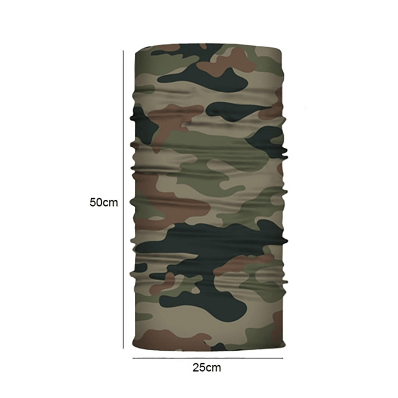 Camouflage cycling face mask, elastic seamless neck gaiter, 50cm x 25cm, ideal for outdoor sports like running and cycling.